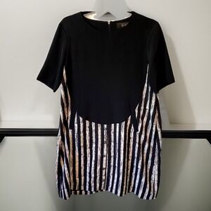 Blue Sky Dress Black White Large Zipper‎ Closure